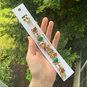 NEW Boutique Collection Christmas Holiday Bracelet // Gold, Green, Red